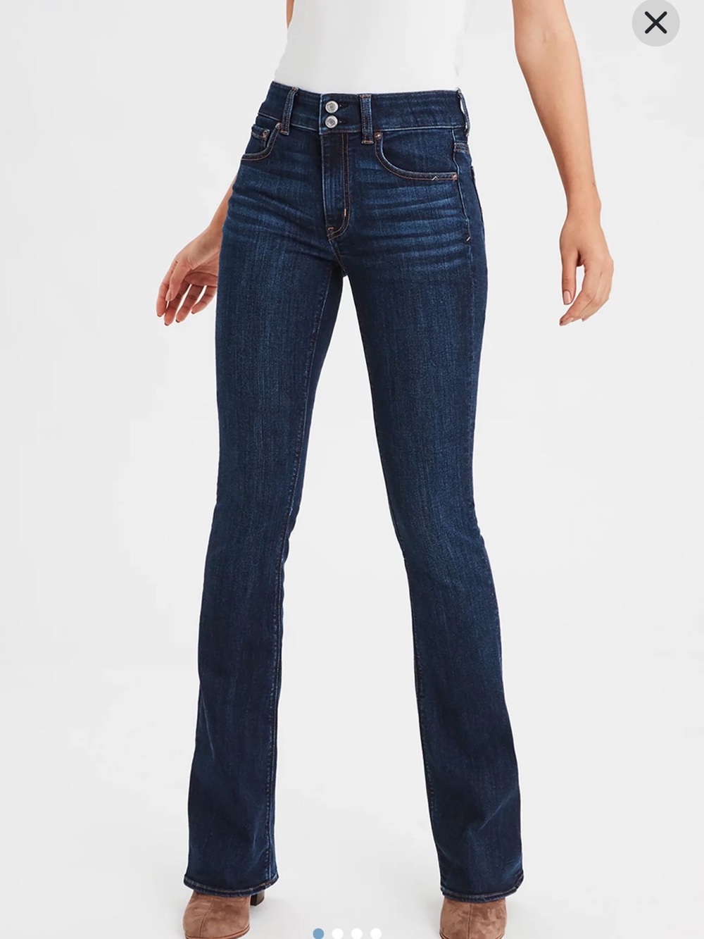 American Eagle Outfitters Artist Flared Jeans Dark Wash Blue Sz 8 Low Rise